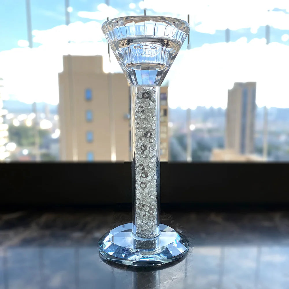 DecorBites™ Crystal Diamond Glass Candle Holder for Home Decor