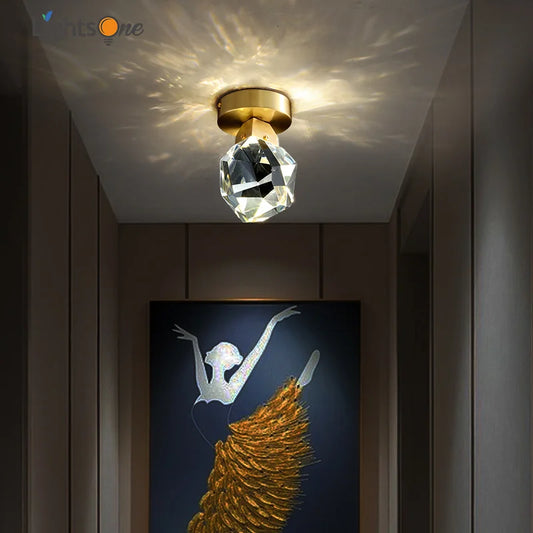DecorBites™ Crystal Aisle Ceiling Light | Modern & Luxe All-Copper Fixture for Entryway & Cloakroom