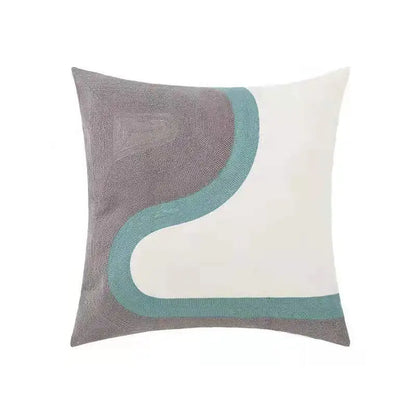 DecorBites™ Daisy Floral Geometric Embroidery Pillow Cover Yellow Blue 45x45cm Soft Cozy