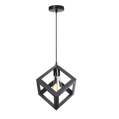 DecorBites™ Geometric Cube Pendant Lights Trio Metal Shades Square Ceiling Lamps
