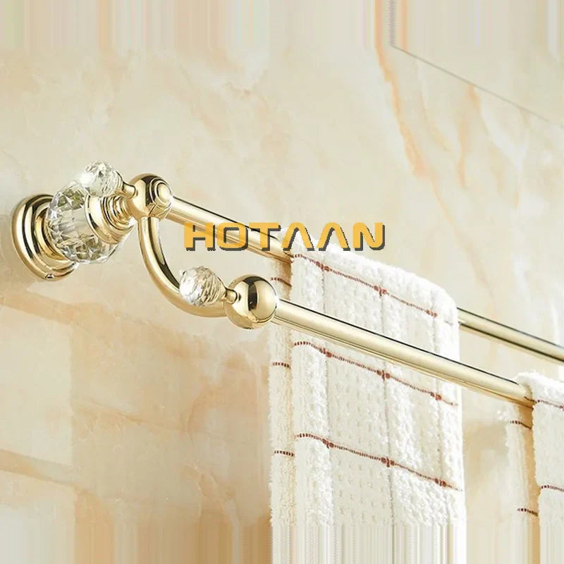 DecorBites™ Gold Crystal Bathroom Accessories Set: Luxe Brass Bath Hardware Wall Mount Collection