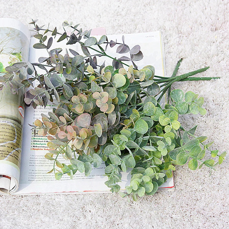 DecorBites™ Green Eucalyptus Branch: Faux Leaves for Home & Wedding Decor