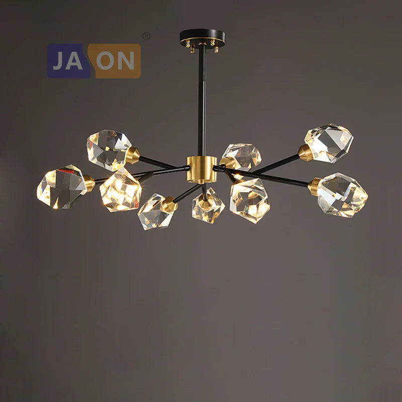 DecorBites™ Crystal Copper Black LED Chandelier for Dinning Room