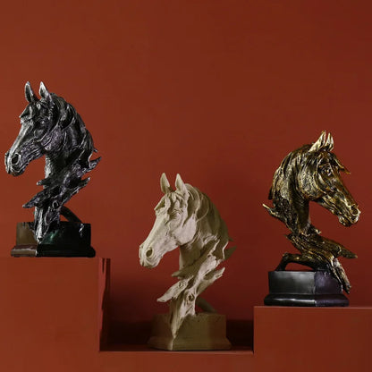 DecorBites™ Country Resin Horsehead Figurine: Creative Animal Statue for Modern Home & Office Decor