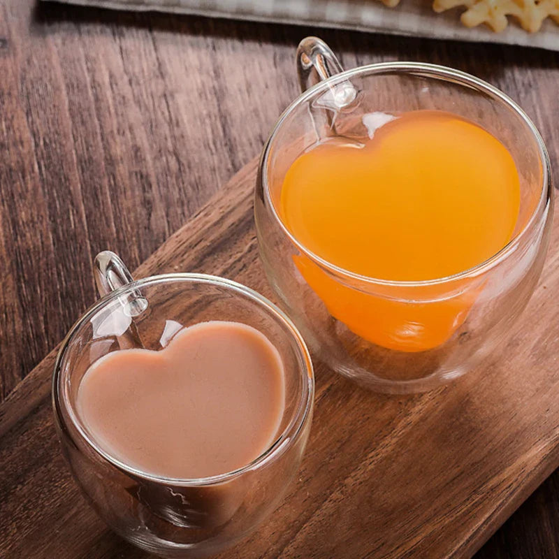 Glass Heart Couple Mugs
