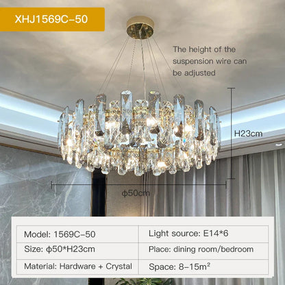 DecorBites™ Crystal LED Chandelier for Elegant Living Room, Dining, Bedroom, Kitchen