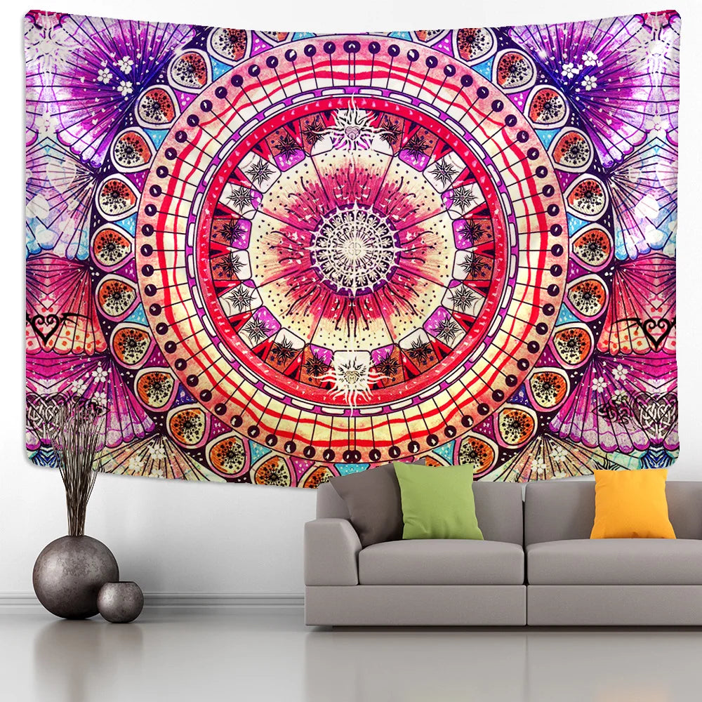 DecorBites™ Grey Mandala Carpet Tapestry Wall Hanging Decor Hippie Yoga Mat Tapestries
