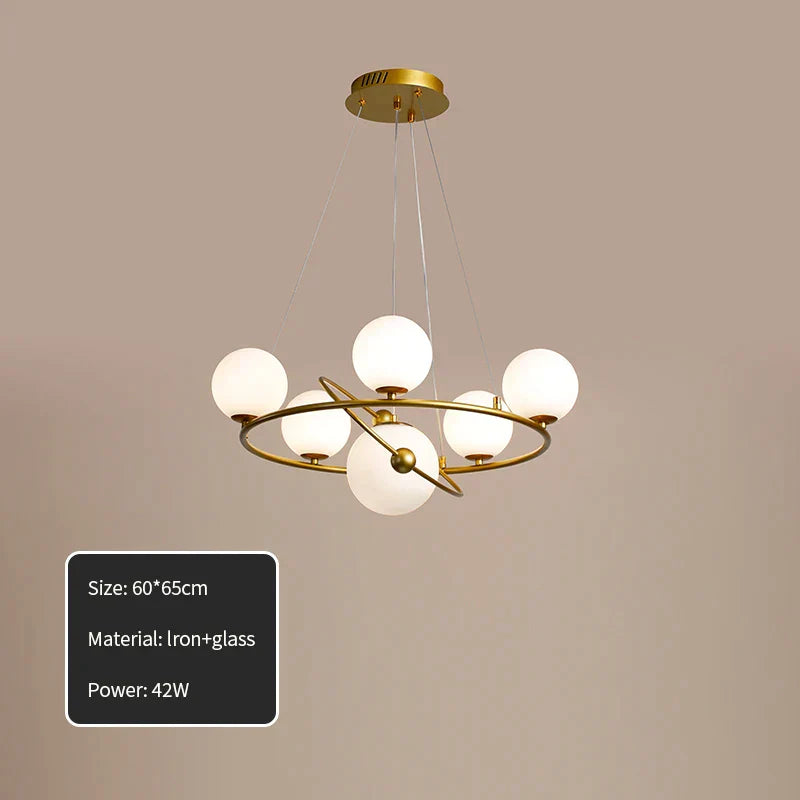 Gold 7-Lamp LED Ring Chandelier Warm Light