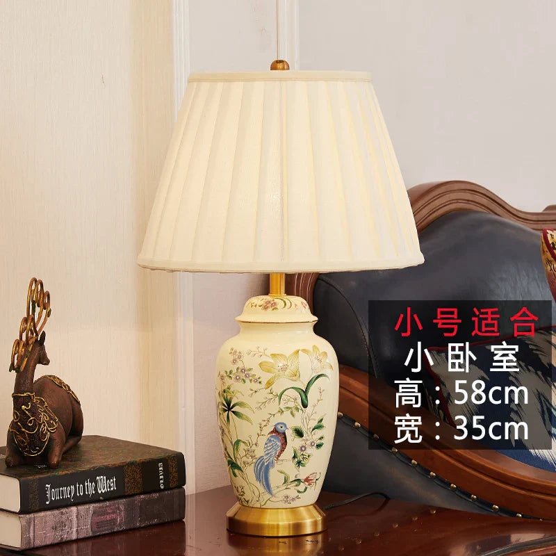 DecorBites™ Country Flower Bird Ceramic Table Lamp Modern Simple Retro Bedroom Bedside