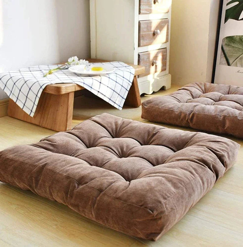 DecorBites™ Corduroy Floor Seat Cushion Pad for Adults – Large, Soft Square Pouf for Comfort
