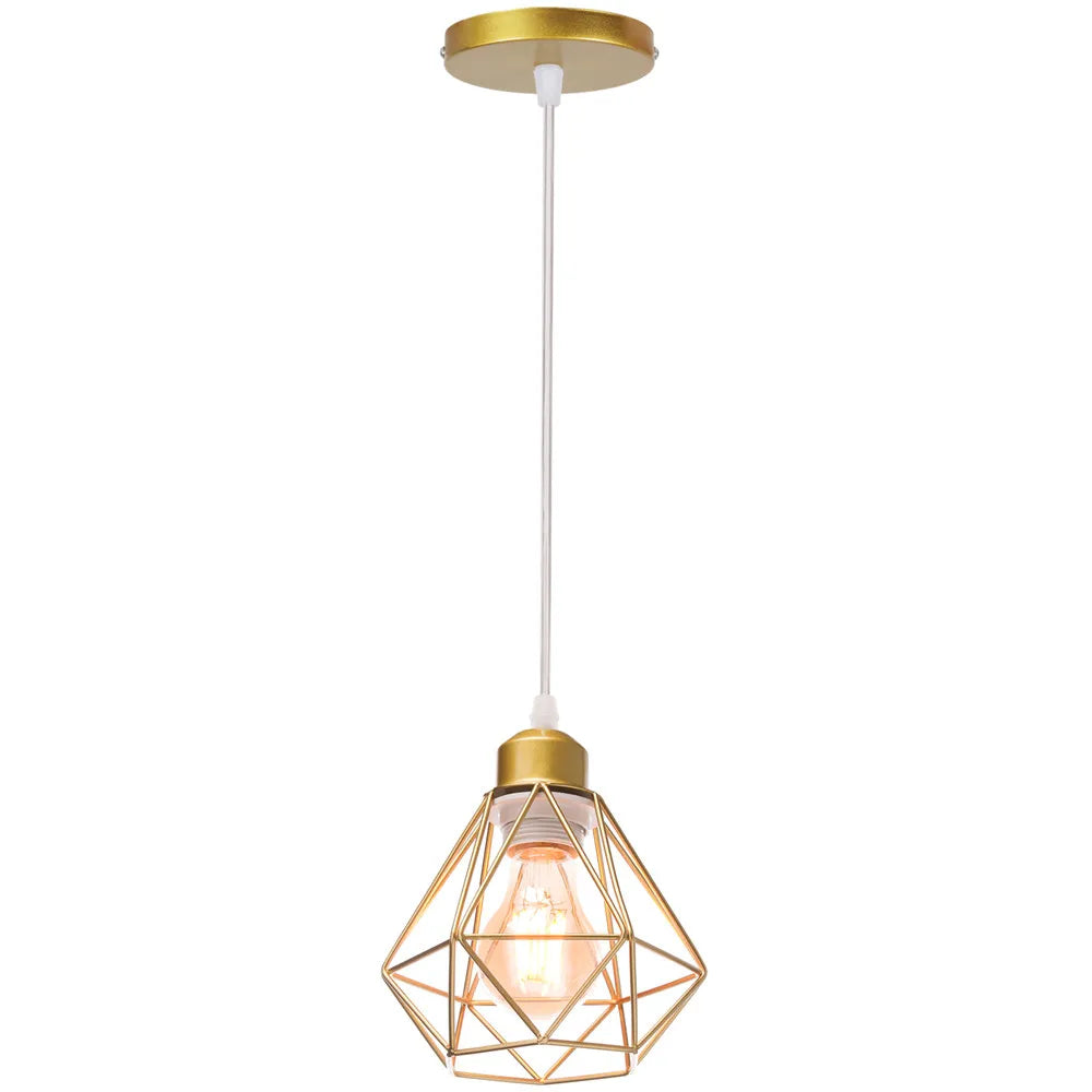 DecorBites™ Industrial Iron Cage Pyramid Pendant Lamp for Kitchen Bedroom Living Room