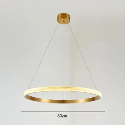 Gold Circle LED Chandelier 3-Ring Design