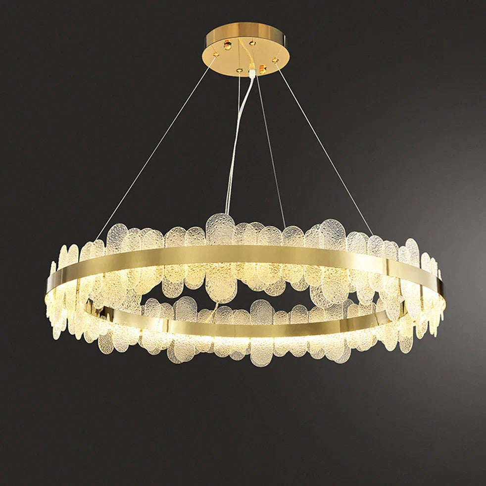 DecorBites™ Golden Stainless Steel LED Designer Chandelier for Dining Room