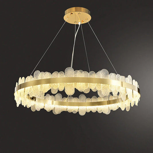 DecorBites™ Golden Stainless Steel LED Designer Chandelier for Dining Room