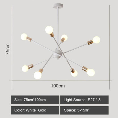 DecorBites™ LED Ceiling Chandelier: Modern & Industrial Sputnik Style for Living Room & Bedroom