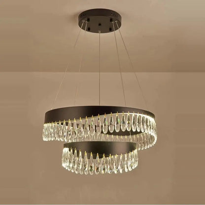 DecorBites™ Crystal Stainless Steel LED Chandelier for Foyer