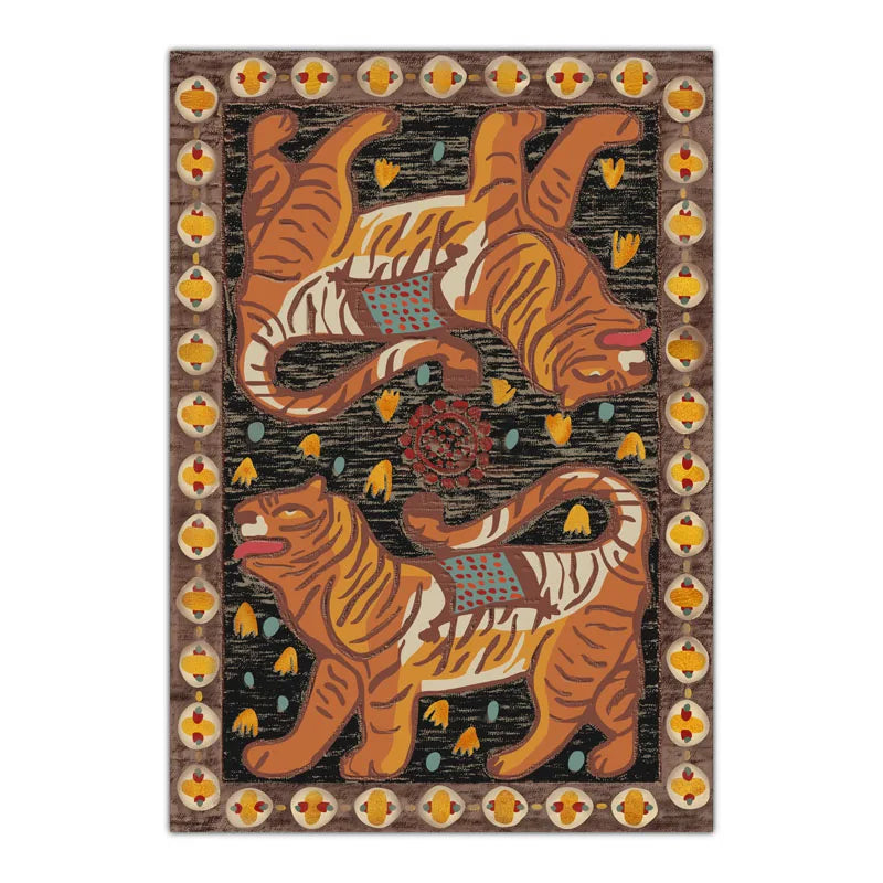 DecorBites™ Double Tiger Bohemian Moroccan Rug Retro Decor for Living Room