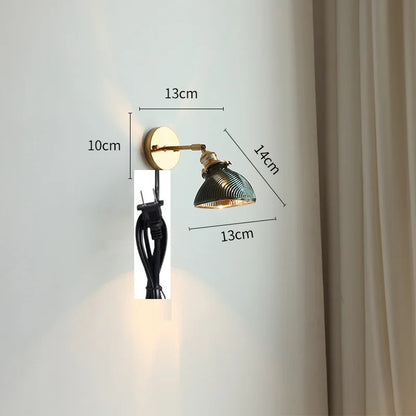 DecorBites™ Green Glass LED Wall Lights Pull Chain Switch Indoor Lighting Adjustable Fixtures