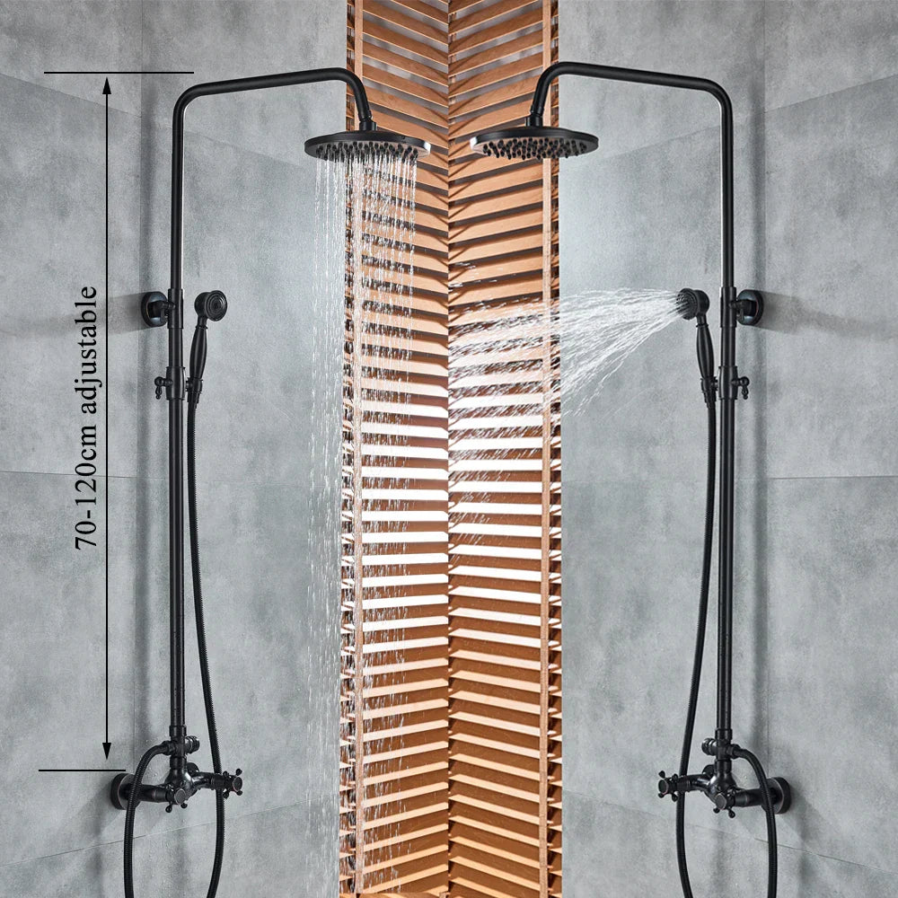 DecorBites™ Black Bronze Shower Faucet Set with 8" Rain Shower Head and Hand Shower