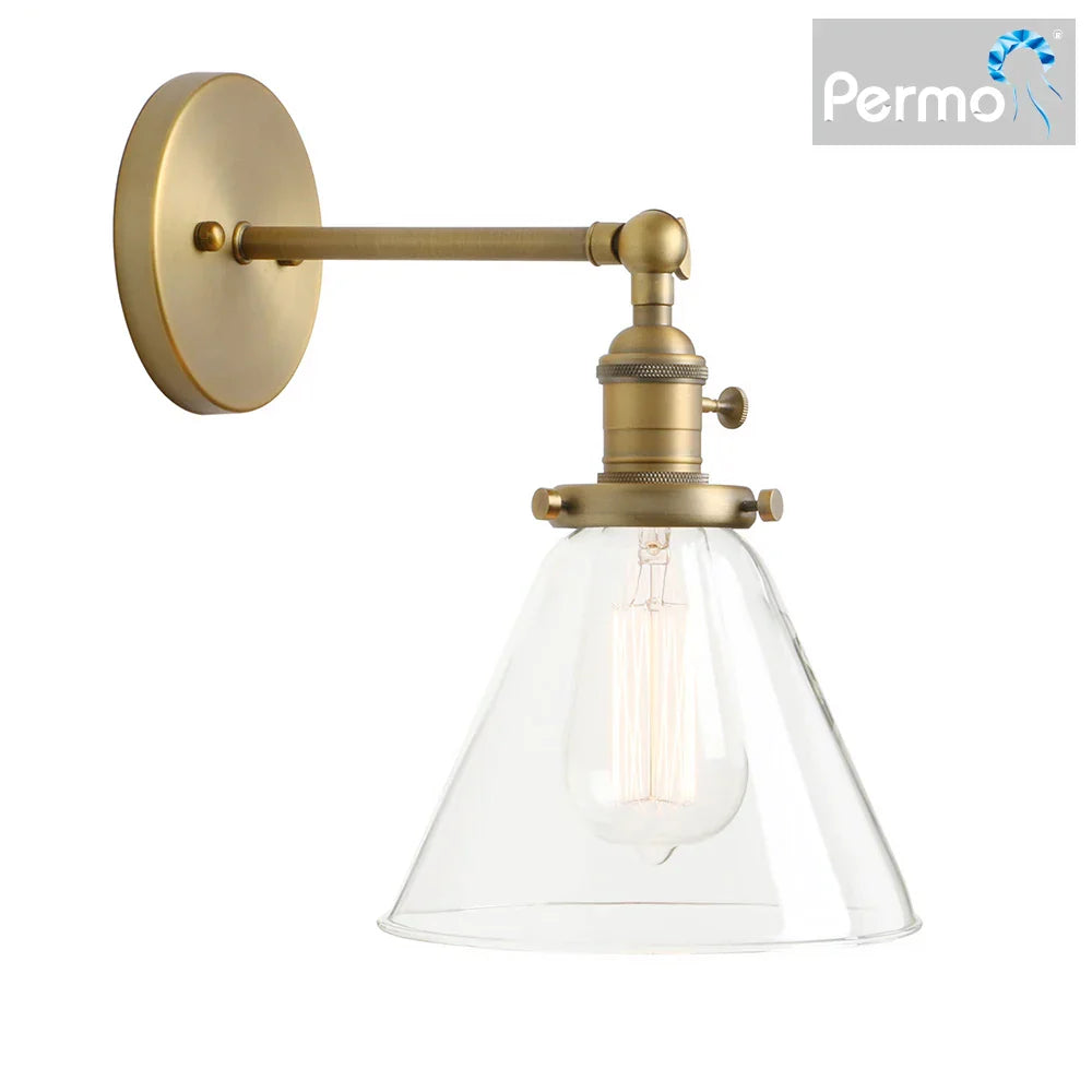 DecorBites™ Funnel Glass Wall Lamp E27 Sconce Modern Bedroom Light Fixtures