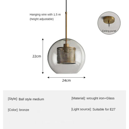 DecorBites™ Glass Ball LED Pendant Lamp for Modern Nordic Bedroom Kitchen Living Room Lighting