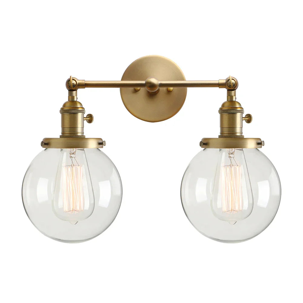 DecorBites™ Double Ball Heads Globe Glass Wall Sconce, Modern Vintage Indoor Lighting