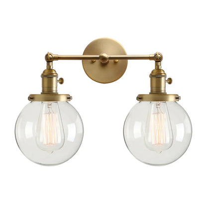 DecorBites™ Double Ball Heads Globe Glass Wall Sconce, Modern Vintage Indoor Lighting