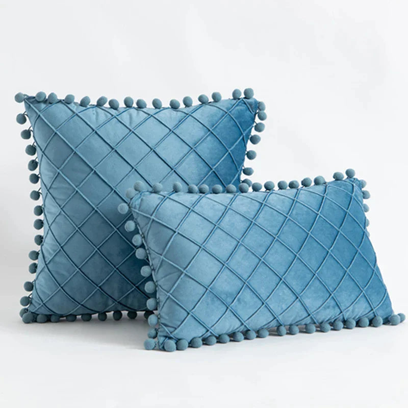 DecorBites™ Corduroy Striped Pompom Pillowcase for Bedroom Sofa Living Room