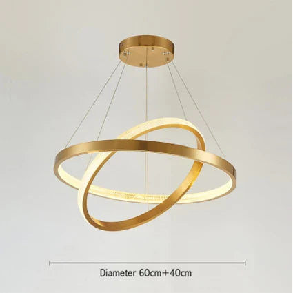 Gold Circle LED Chandelier 3-Ring Design