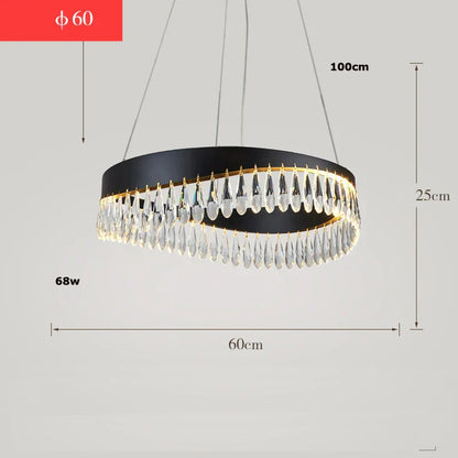 DecorBites™ Crystal Stainless Steel LED Chandelier for Foyer