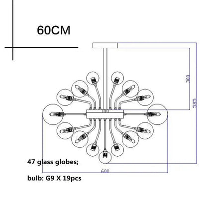 DecorBites™ Glass Globe LED Chandelier: Nordic Luxury Metal Pendant Lighting for Living Room