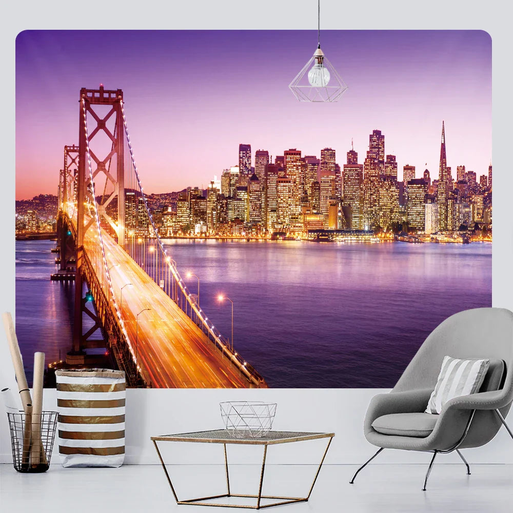 DecorBites™ City View Tapestry: Bohemian Psychedelic Wall Hanging for Home Decor