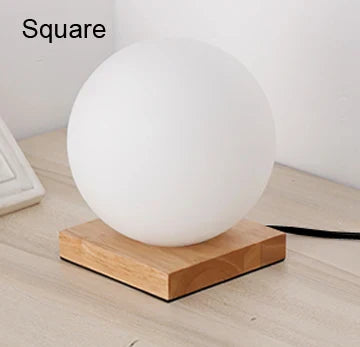 DecorBites™ Glass Ball LED Table Lamp Wooden Round Desk Night Light