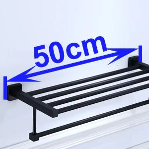 DecorBites™ Black Towel Rack: Wall-mounted Aluminium Bathroom Accessories