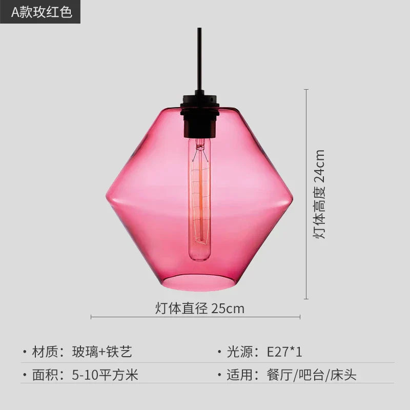 DecorBites™ Geometric Glass Pendant Light Collection: Modern Crystalline Pendant Series
