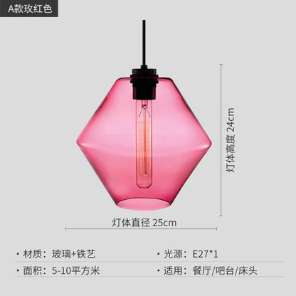 DecorBites™ Geometric Glass Pendant Light Collection: Modern Crystalline Pendant Series