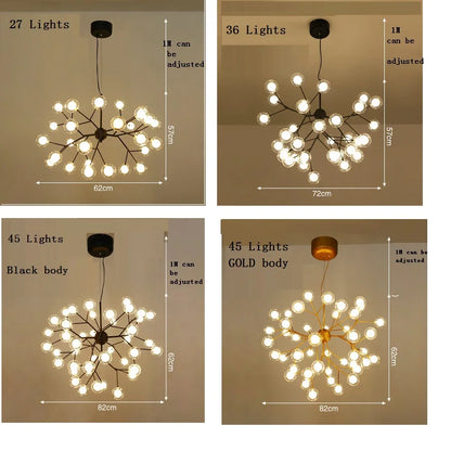 DecorBites™ LED Firefly Sputnik Chandelier: Stylish Tree Branch Ceiling Lamp