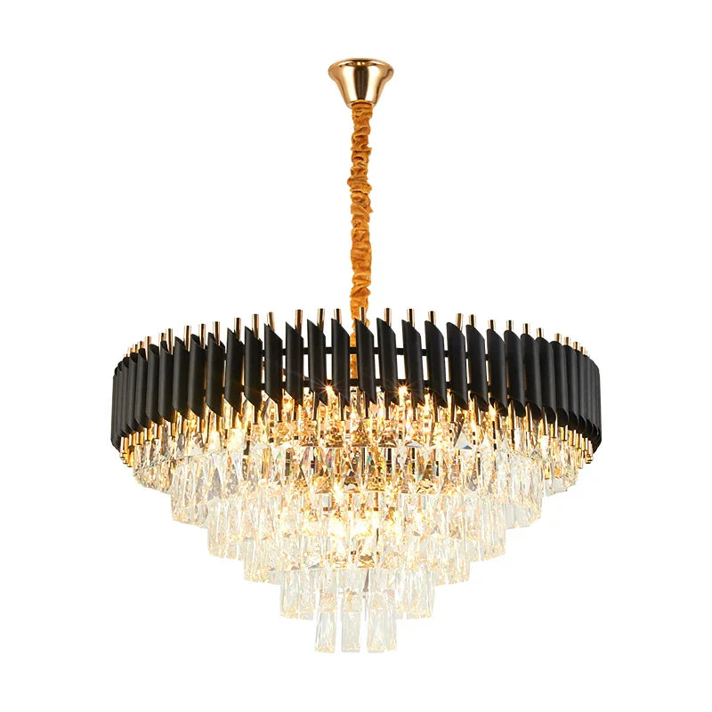 DecorBites™ Crystal Black Clear LED Chandelier Lighting for Staircase Foyer