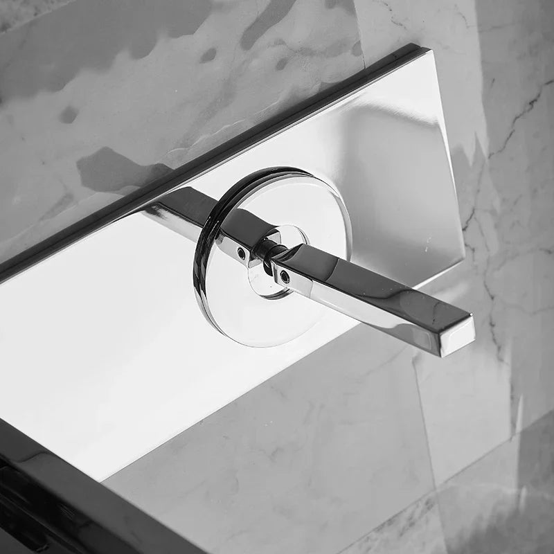 DecorBites™ Dual Handle Wall Mounted Brass Basin Faucet Silver Mixer Tap