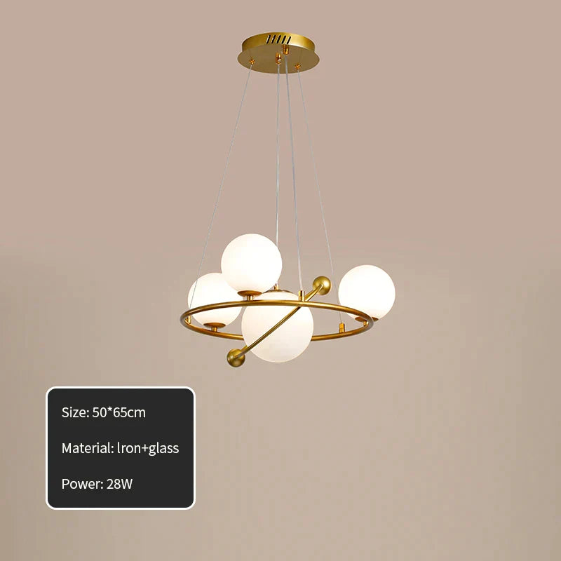 Gold 7-Lamp LED Ring Chandelier Warm Light
