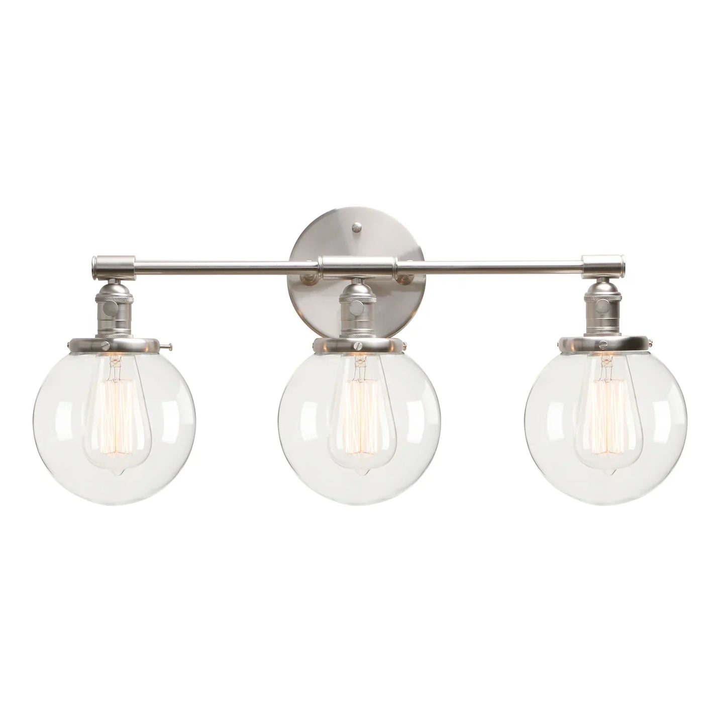 DecorBites™ Black 3-Light Wall Sconce Bathroom Vanity Fixture with Round Glass Canopy