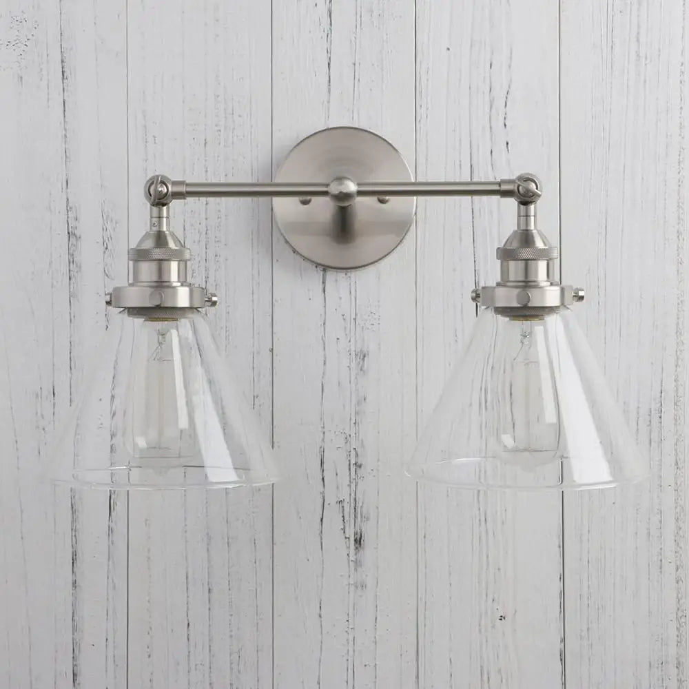 DecorBites™ Funnel Glass Metal Wall Light Double Heads Sconce Lamp Fixtures
