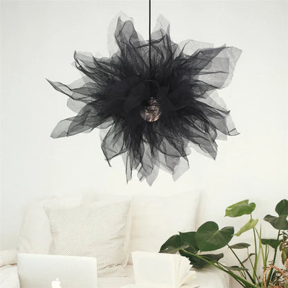 DecorBites™ Gauze Flower Chandeliers: Modern Nordic Mesh Pendant Light for Bedroom, Living, Children's Room