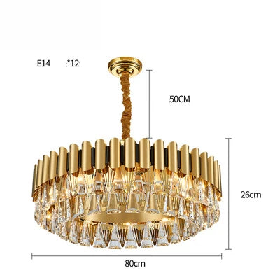 Gold Oval Crystal Chandelier 90cm For Dining Rooms