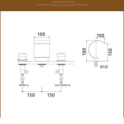 DecorBites™ Gold Waterfall Double Handle Bathroom Basin Faucet