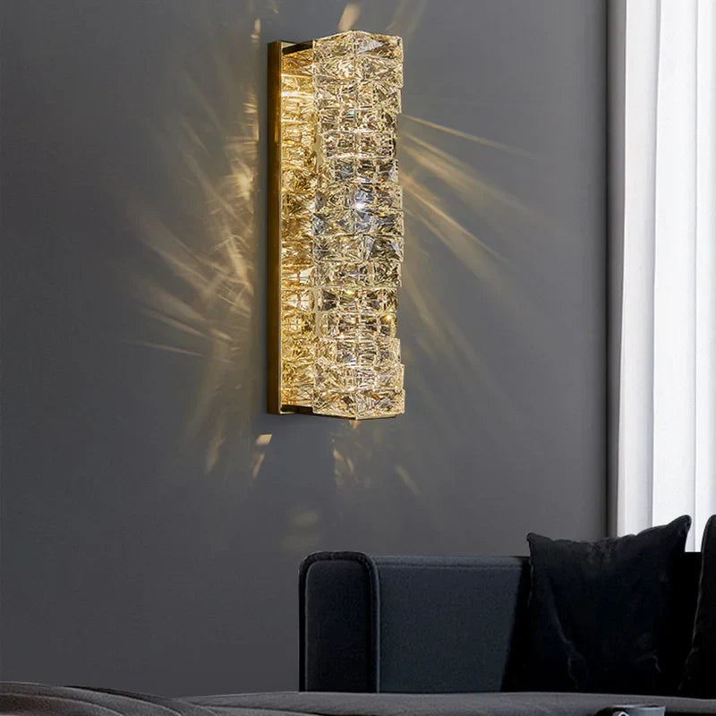 Gold Chrome Crystal Sconce For Living Room 60cm