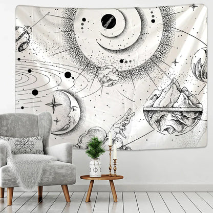 DecorBites™ Black & White Stars Mandala Tapestry - Home Decor