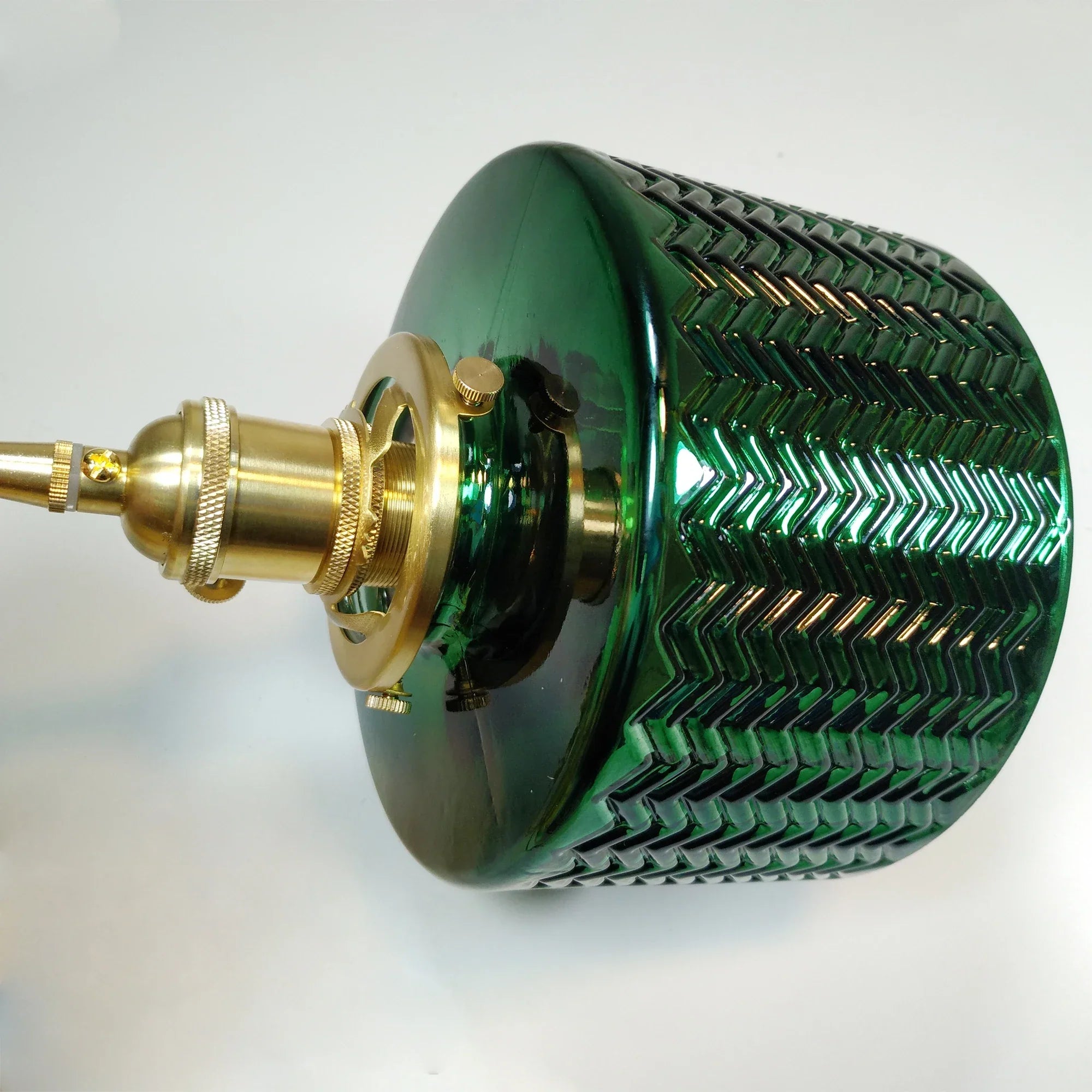 Green Glass Brass Chandelier