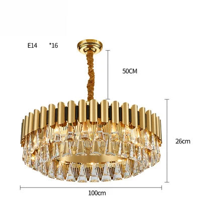 Gold Oval Crystal Chandelier 90cm For Dining Rooms