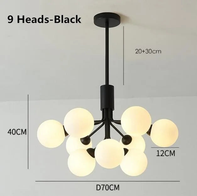 Gold Glass LED Dining Chandelier 18-Head Design